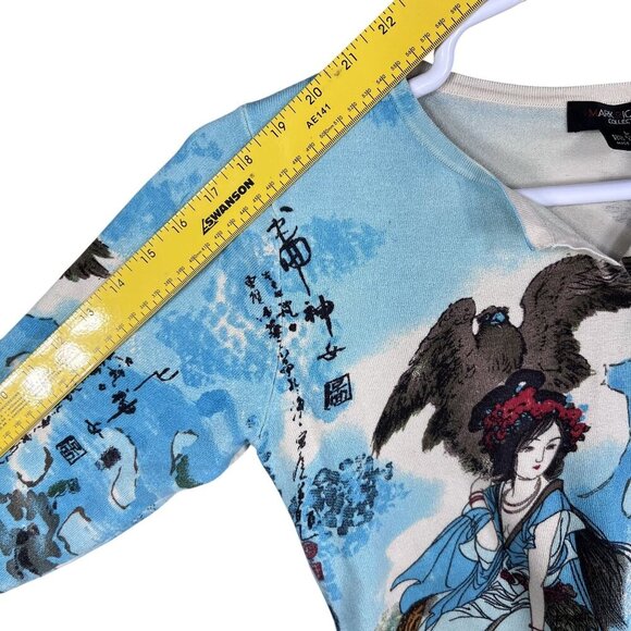 Mark Richards Collection Womens L Silk Blend Asian Tiger Allover Print Top Artsy - Picture 10 of 13